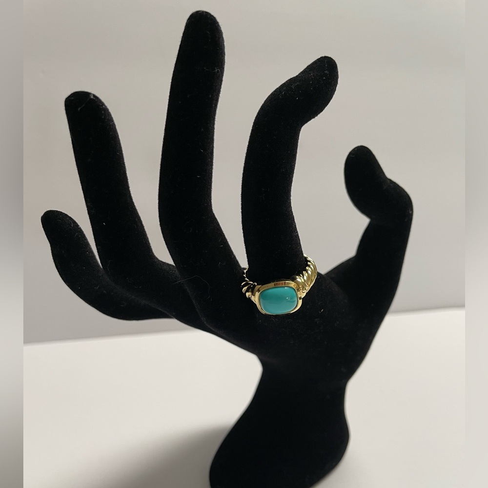 David yurman 18kt Gold Oval Turquoise Ring Size 7